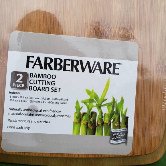 NEW set of 2 bamboo cutting boards board kitchen cooking supplies Farberware Kit - Picture 3 of 10